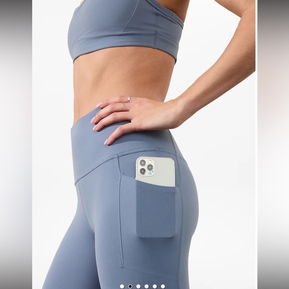 Athleta Salutation Stash Pocket II Capri PowerVita Blue , size Small Tall - Picture 8 of 9
